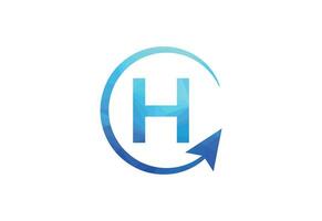 bedrijf brief h met pijl tabel logo vector icoon illustratie