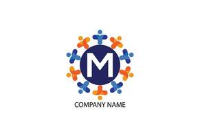 mensen met brief m logo ontwerp concept sjabloon vector