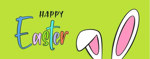 gelukkig Pasen kleurrijk belettering met konijn oren. banier concept vector
