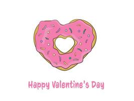 gelukkig Valentijnsdag dag belettering met hartvormig donut. vector