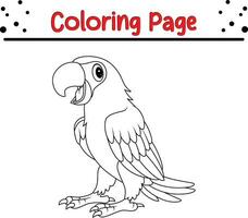 gelukkig papegaai vogel kleur bladzijde. zwart en wit vector illustratie voor een kleur boek.