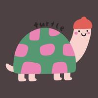 creatief hand- getrokken schattig tekenfilm dier schildpad illustratie vector