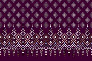 Purper kruis steek traditioneel etnisch patroon paisley bloem ikat achtergrond abstract aztec Afrikaanse Indonesisch Indisch naadloos patroon voor kleding stof afdrukken kleding jurk tapijt gordijnen en sarong vector