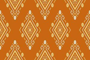 oranje jaargangen kruis steek traditioneel etnisch patroon paisley bloem ikat achtergrond abstract aztec Afrikaanse Indonesisch Indisch naadloos patroon voor kleding stof afdrukken kleding jurk tapijt gordijnen en sarong vector