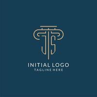 eerste brief js pijler logo, wet firma logo ontwerp inspiratie vector