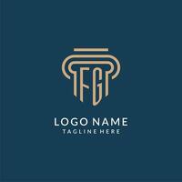 eerste fg pijler logo stijl, luxe modern advocaat wettelijk wet firma logo ontwerp vector