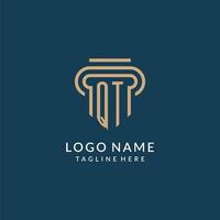 eerste qt pijler logo stijl, luxe modern advocaat wettelijk wet firma logo ontwerp vector