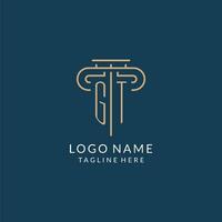 eerste brief gt pijler logo, wet firma logo ontwerp inspiratie vector