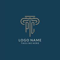 eerste brief pc pijler logo, wet firma logo ontwerp inspiratie vector