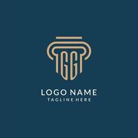 eerste gg pijler logo stijl, luxe modern advocaat wettelijk wet firma logo ontwerp vector