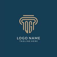 eerste qg pijler logo stijl, luxe modern advocaat wettelijk wet firma logo ontwerp vector