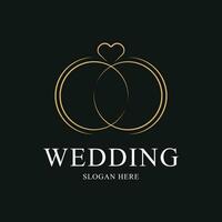 bruiloft ringen logo ontwerp ideeën met ring icoon en liefde hart vector