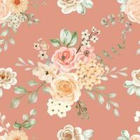 roze achtergrond roos bloem naadloos patroon, naadloos patroon achtergrond van rozen vector
