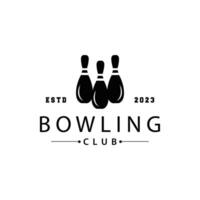 bowling sport- club logo, bowling bal en pin ontwerp vector toernooi sjabloon illustratie