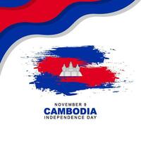 Cambodja onafhankelijkheid dag is gevierd elke jaar Aan november 9, poster ontwerp met Cambodjaans vlag met grunge structuur vector