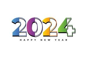 gelukkig nieuw jaar 2024 kleurrijk helling typografie tekst logo ontwerp vector