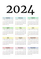 kalender voor 2024 geïsoleerd Aan een wit achtergrond vector