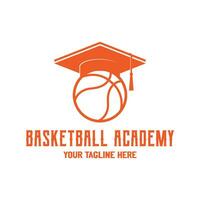 oranje afstuderen toga hoed met mand bal voor sport Cursus onderwijs school- academie club logo ontwerp vector