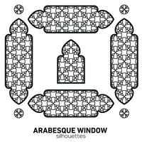 arabesk venster silhouetten. vector symbool traditioneel Islamitisch bogen. Arabisch traditioneel architectuur. Ramadan kareem ontwerp element. meetkundig ornament Arabisch patroon.