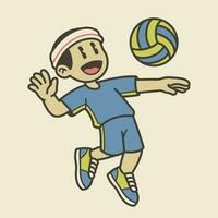 wijnoogst illustratie van tekenfilm volleybal speler vector