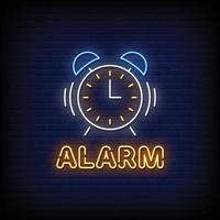 alarm neon uithangbord op bakstenen muur vector