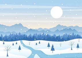 kerst winterlandschap en nieuwjaar achtergrond vectorillustratie vector