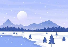 kerst winterlandschap en nieuwjaar achtergrond vectorillustratie vector