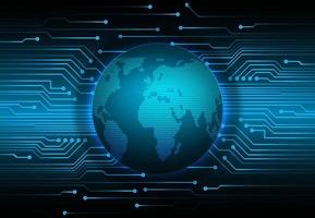 wereld binaire printplaat toekomstige technologie, blauwe hud cyberbeveiliging vector