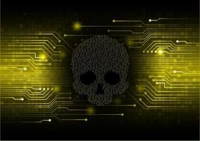 cyber hacker aanval achtergrond, schedel vector