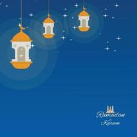 islamitische achtergrond met lantaarn moskee en maanlicht gratis download vector
