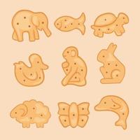 schattige koekjes crackers set in de vorm van een dier vector