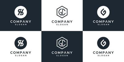 monogram set brief logo ontwerp vector