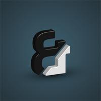 3D-zwart-wit personage uit een lettertype ingesteld, vector illustratie