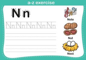 alfabet az oefening met cartoon woordenschat illustratie vector