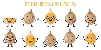 matisia fruit schattige grappige karakters met verschillende emoties vector