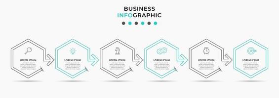 infographic ontwerpsjabloon met pictogrammen en 6 opties of stappen vector