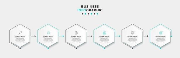 infographic ontwerpsjabloon met pictogrammen en 6 opties of stappen vector