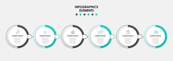 infographic ontwerpsjabloon met pictogrammen en 6 opties of stappen vector