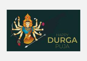 godin durga gezicht in gelukkig durga puja vector