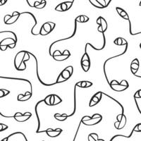 een lijntekening abstract gezicht naadloze patroon vector