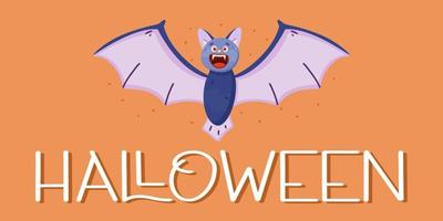 halloween banner belettering en vleermuis. halloween-concept. vector