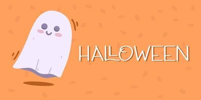 happy halloween banner of feestuitnodiging achtergrond met spook. vector