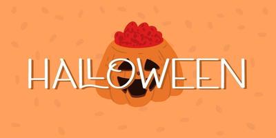 halloween banner of feestuitnodiging achtergrond met pompoen vector