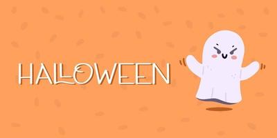 happy halloween banner of feestuitnodiging achtergrond met spook. vector