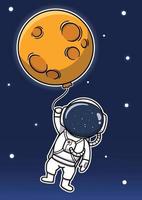 schattige astronaut met maanballon vector