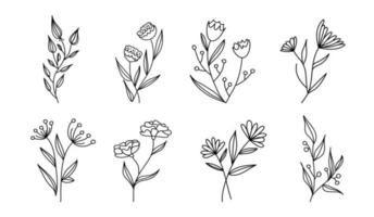 set vintage bloemen vectorelementen. vector