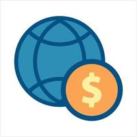 wereldbol pictogram vector. wereldbol met geldpictogram vector