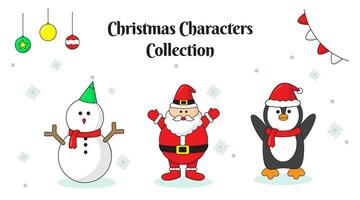 Kerstmis karakter verzameling wit achtergrond vector