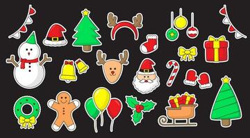 Kerstmis elementen stickers verzameling pak vector