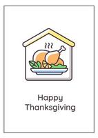 Thanksgiving diner feest wenskaart met kleur pictogram element vector